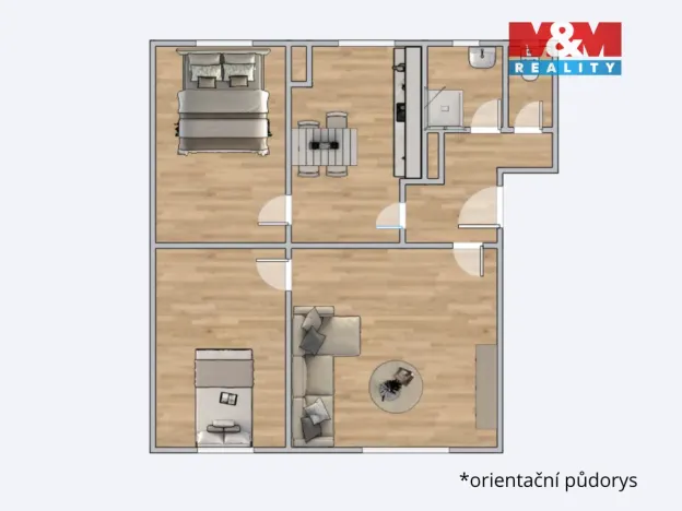 Prodej bytu 3+1, Záboří, 73 m2