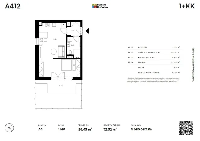 Prodej bytu 1+kk, Hořovice, K Bažantnici, 47 m2