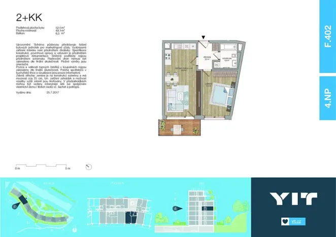 Pronájem bytu 2+kk, Praha - Košíře, Naskové, 53 m2