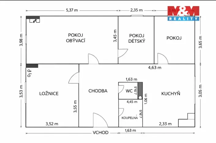 Prodej bytu 4+1, Záchlumí, 74 m2