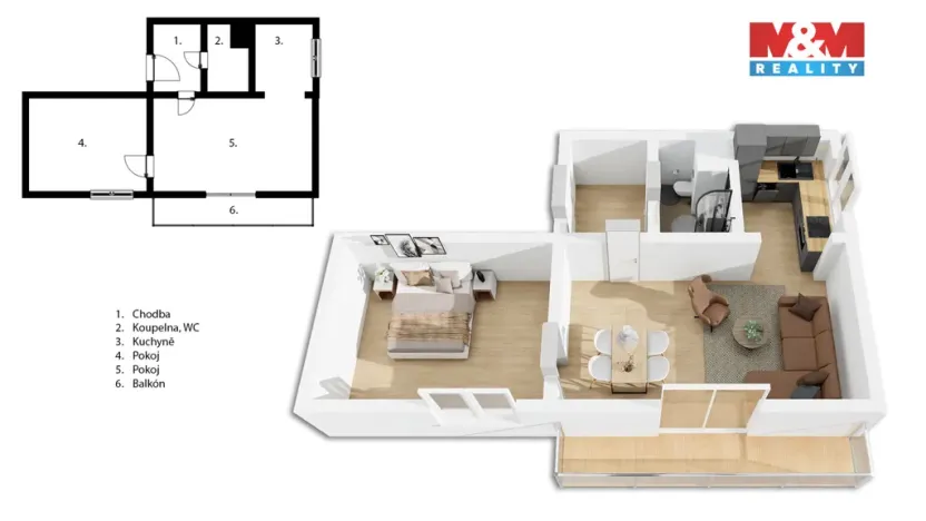 Prodej bytu 2+1, Jankov, 46 m2