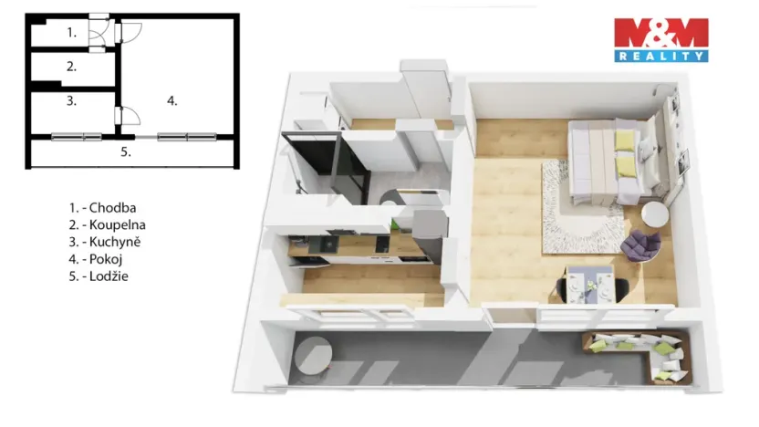 Prodej bytu 1+kk, Hradec Králové - Slezské Předměstí, Třebechovická, 35 m2