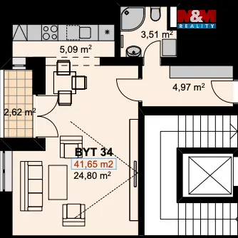 Prodej bytu 1+kk, Přelouč, Edvarda Beneše, 38 m2