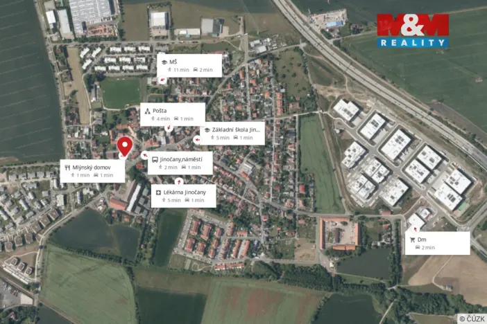 Pronájem bytu 1+kk, Jinočany, Náměstí 5. května, 19 m2