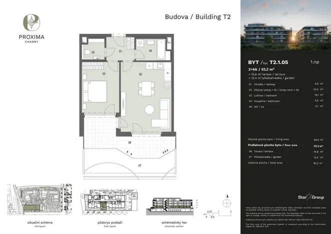 Prodej bytu 2+kk, Praha - Dolní Chabry, Počeradská, 53 m2