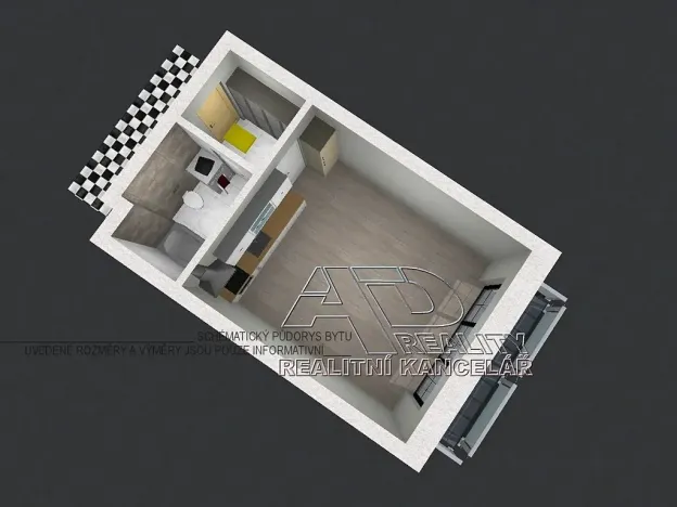 Pronájem bytu 1+kk, České Budějovice, Na Zlaté stoce, 31 m2