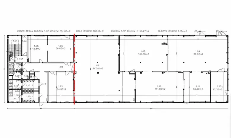 Prodej obchodního prostoru, Brno - Slatina, Hviezdoslavova, 1514 m2
