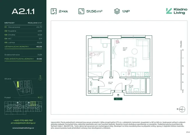 Prodej bytu 2+kk, Kladno, Pražská, 48 m2