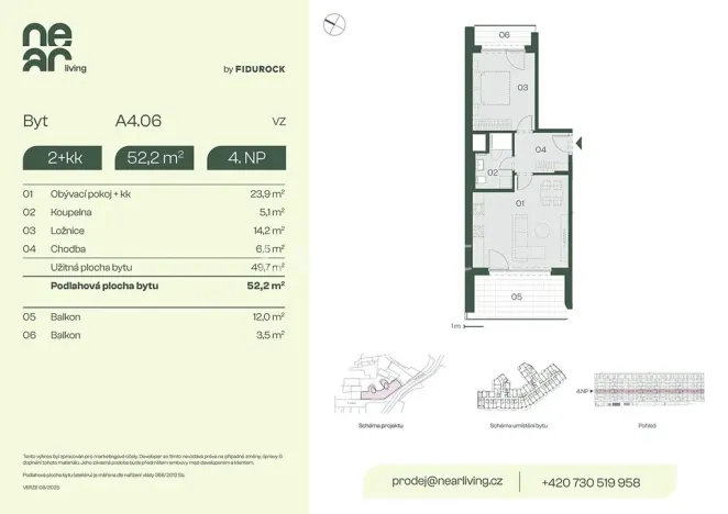 Prodej bytu 2+kk, Praha - Libeň, Na kopečku, 50 m2