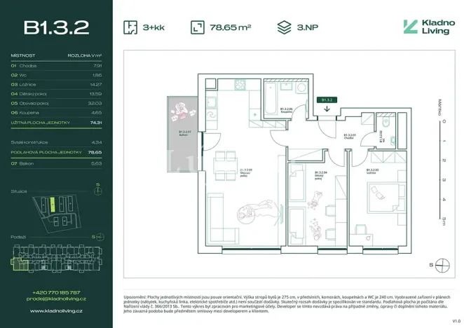 Prodej bytu 3+kk, Kladno, Pražská, 74 m2