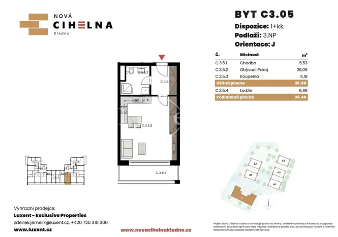 Prodej bytu 1+kk, Kladno, 37 m2