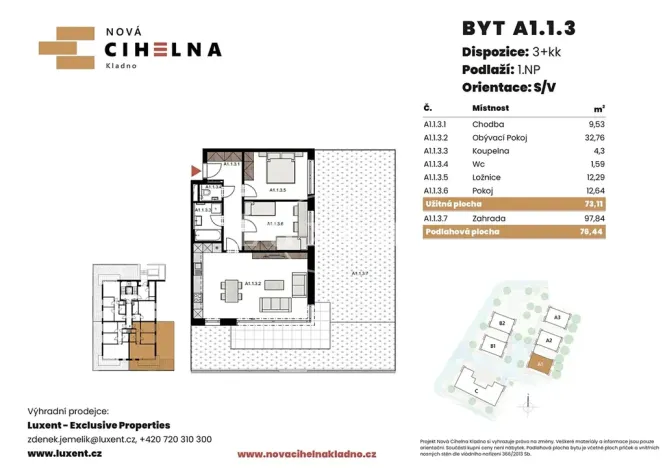 Prodej bytu 3+kk, Kladno, 73 m2
