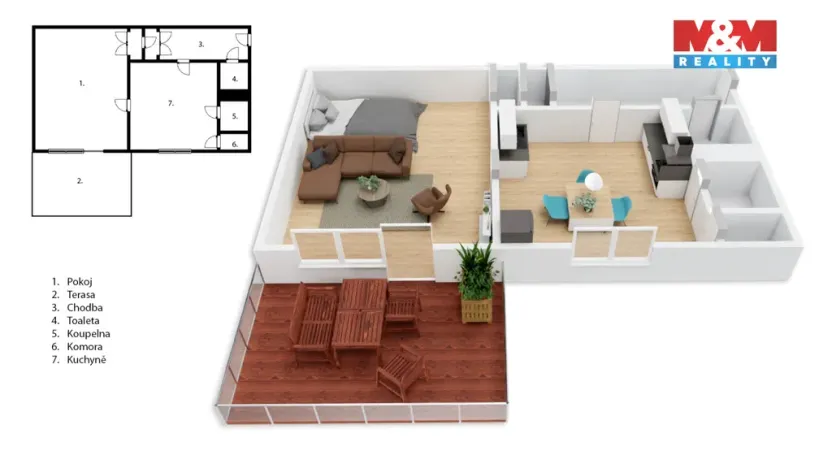 Prodej bytu 1+1, Poděbrady, Komenského, 36 m2