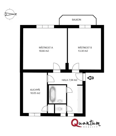 Prodej bytu 2+1, Praha - Hloubětín, Konzumní, 54 m2