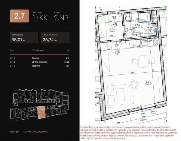 Pronájem bytu 1+kk, Praha, Milánská, 35 m2
