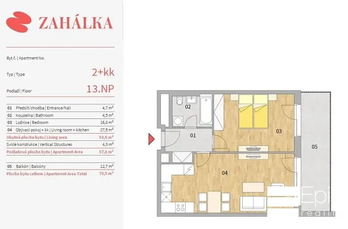 Pronájem bytu 2+kk, Praha - Modřany, Mezi vodami, 58 m2