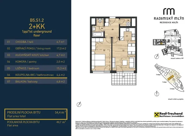 Prodej bytu 2+kk, Kolín, 54 m2