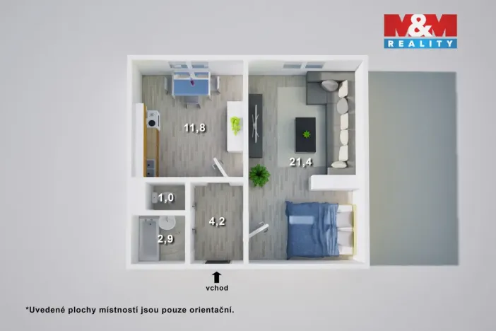 Prodej bytu 1+1, Ústí nad Labem - Krásné Březno, Rozcestí, 41 m2