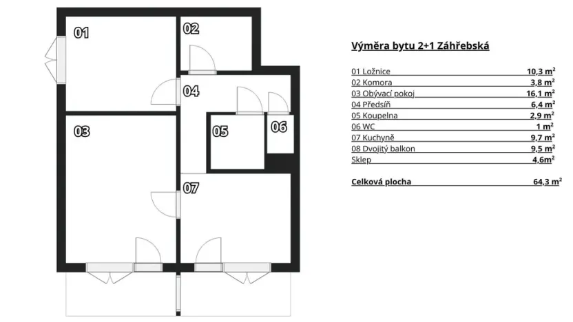 Pronájem bytu 2+1, Brno - Žabovřesky, Záhřebská, 64 m2