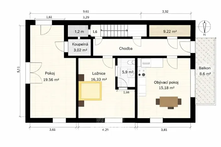 Pronájem bytu 2+1, Číhalín, 70 m2
