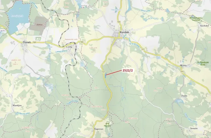 Dražba lesa, Kunžak, 8933 m2