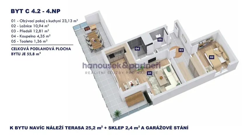 Prodej bytu 2+kk, Vrchlabí, Pražská, 55 m2