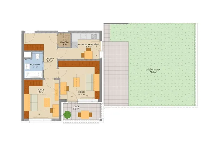 Prodej bytu 2+kk, Praha, Gollové, 53 m2