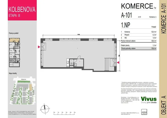 Prodej obchodního prostoru, Praha - Vysočany, Smržových, 130 m2