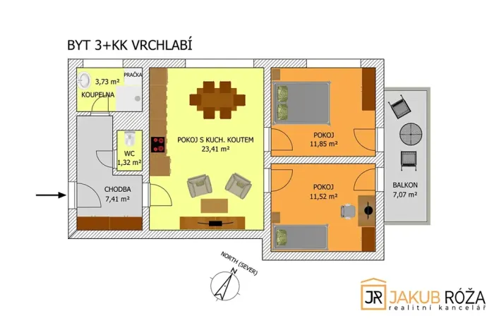 Pronájem bytu 3+kk, Vrchlabí, Jos. Šíra, 59 m2