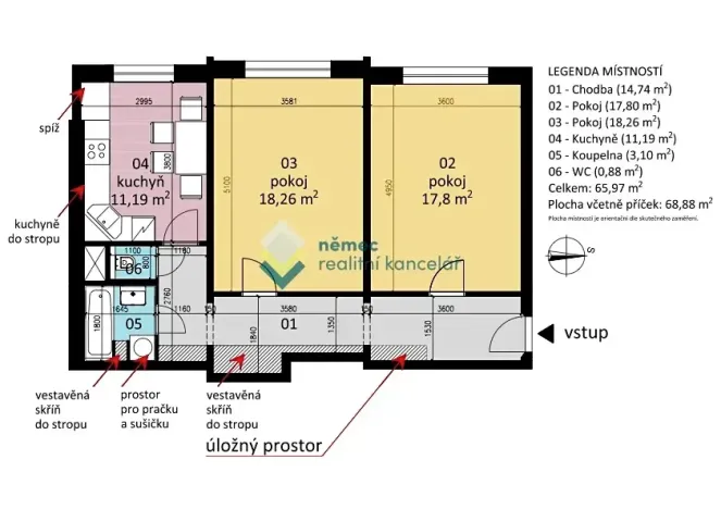 Prodej bytu 2+1, Praha - Strašnice, Sečská, 69 m2