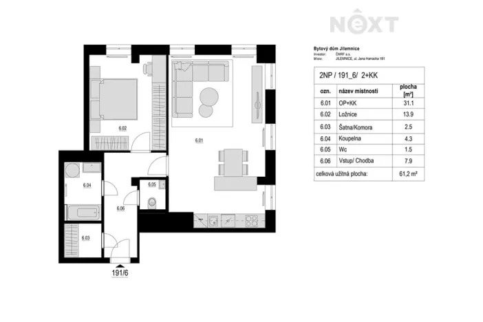Prodej bytu 2+kk, Jilemnice, Jana Harracha, 65 m2