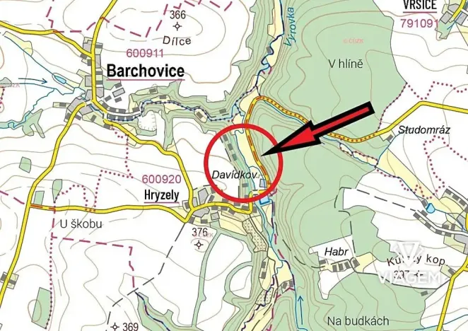 Prodej podílu pole, Barchovice, 349 m2