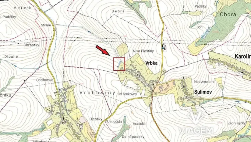 Prodej zahrady, Vrbka, 977 m2