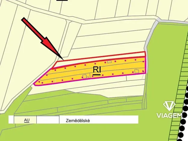 Prodej zahrady, Vrbka, 1195 m2