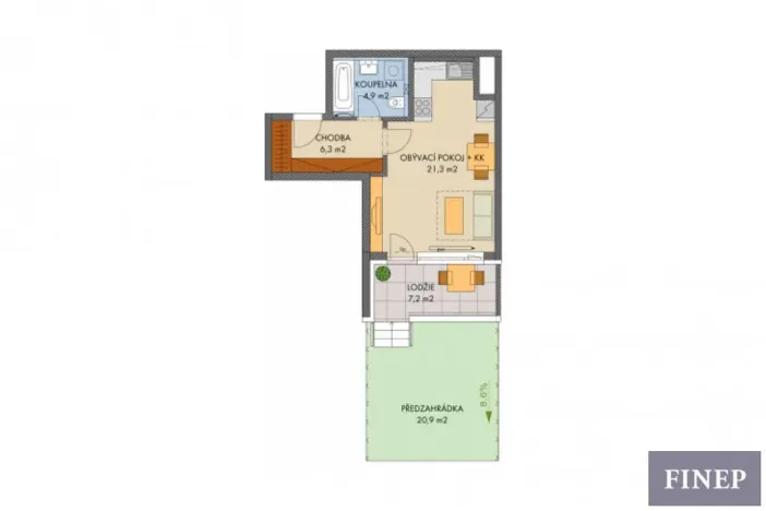 Prodej bytu 1+kk, Praha - Hlubočepy, Voskovcova, 33 m2