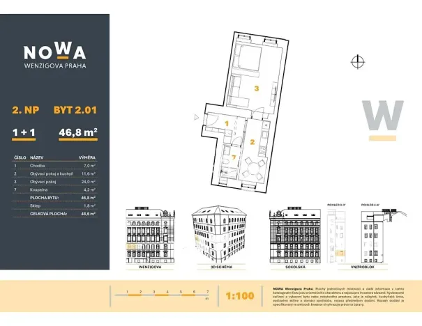 Prodej bytu 1+1, Praha - Nové Město, Wenzigova, 47 m2