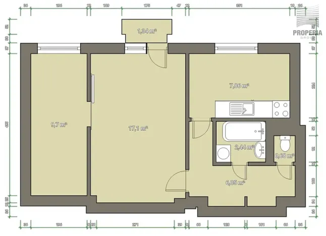 Prodej bytu 2+1, Brno, Klímova, 47 m2