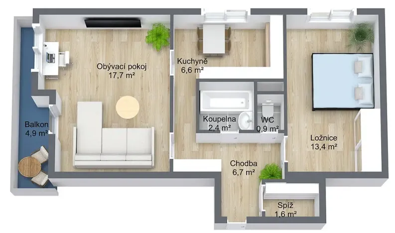 Prodej bytu 2+1, Veverská Bítýška, Na Bítýškách, 53 m2