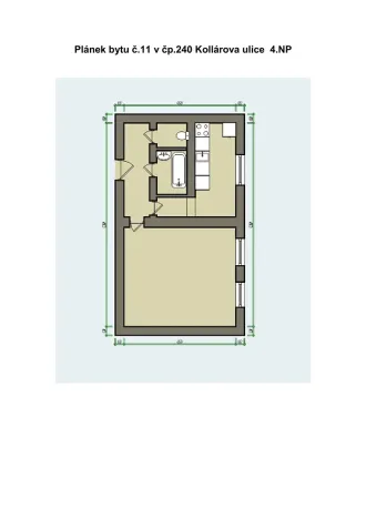 Pronájem bytu 1+1, Lanškroun, Kollárova, 38 m2