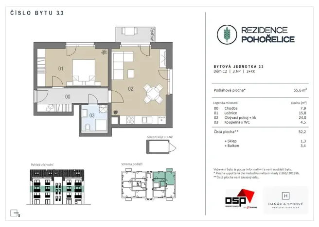 Prodej bytu 2+kk, Pohořelice, U Kasáren, 56 m2