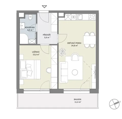 Prodej bytu 2+kk, Praha - Hlubočepy, Na Zlíchově, 52 m2