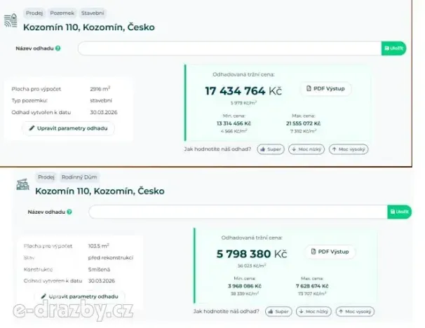 Prodej rodinného domu, Kozomín, 489 m2