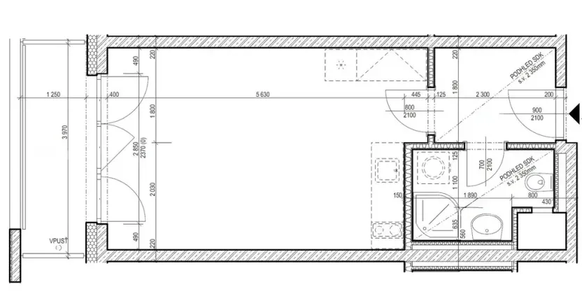 Pronájem bytu 1+kk, Praha - Hloubětín, Poděbradská, 33 m2