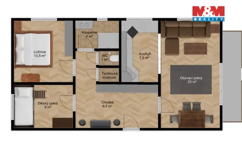 Prodej bytu 3+1, Nymburk, Husova, 68 m2