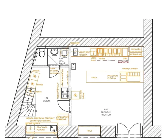 Pronájem restaurace, Praha - Nové Město, Revoluční, 60 m2