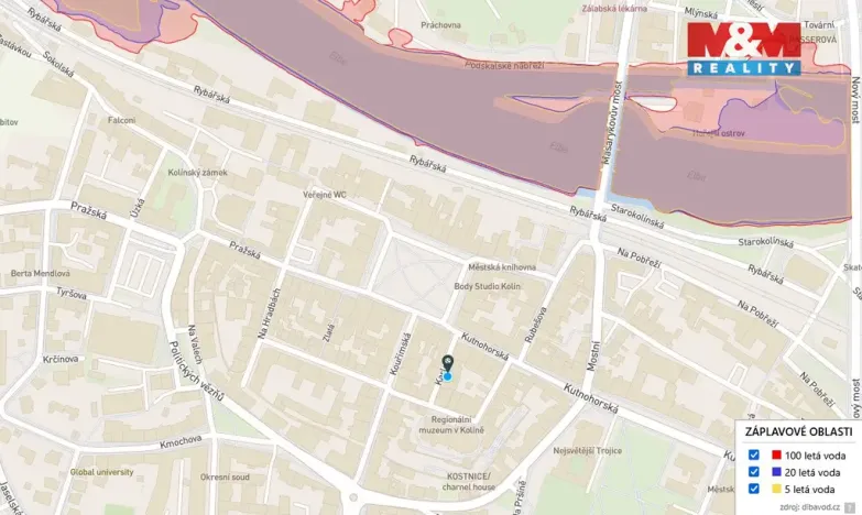 Pronájem bytu 1+kk, Kolín - Kolín I, Karlova, 25 m2