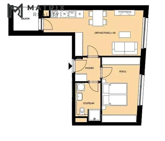 Pronájem bytu 2+kk, Pardubice, Nová Tesla, 47 m2