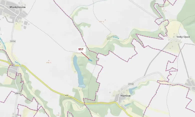 Dražba lesa, Mladoňovice, 2344 m2