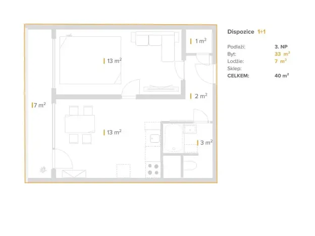 Pronájem bytu 1+1, Most, Růžová, 40 m2