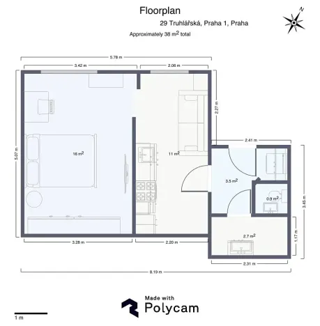 Pronájem bytu 1+1, Praha - Nové Město, Truhlářská, 38 m2